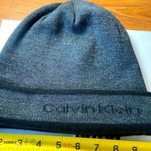 This Calvin Klein gray and black beanie